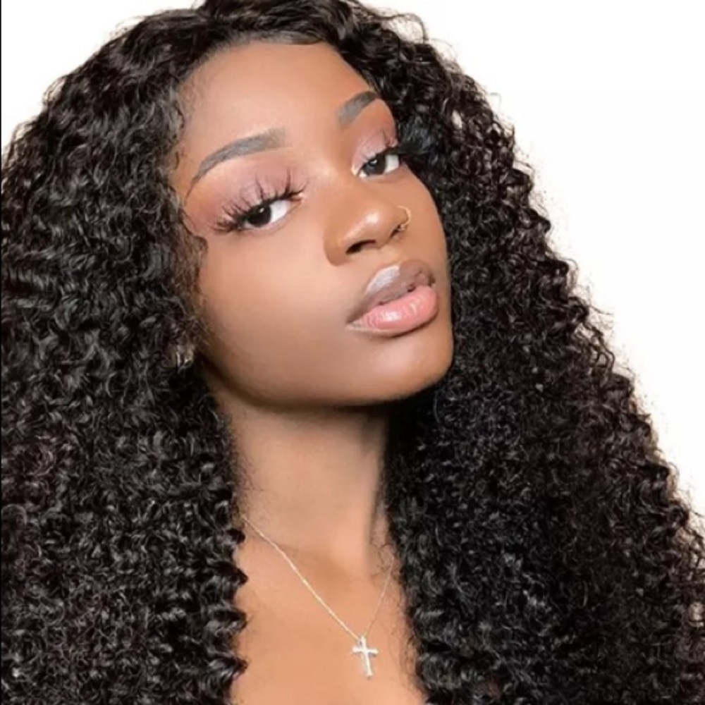 - HUMAN HAIR 16” MONGOLIAN KINKY CURLY LACEFRONT WIG